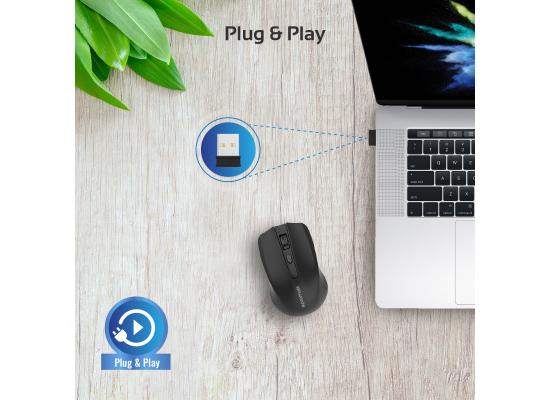 Promate Clix-8 Portable Optical Wireless Mouse with USB Nan Receiver 10m Working Distance, Auto Sleep Function